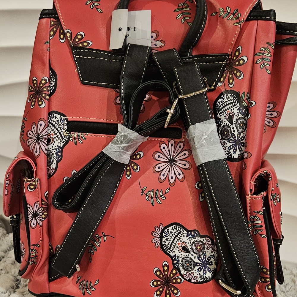 Floral Handmade Sugarskull Small Backpack - Picture 2 of 5